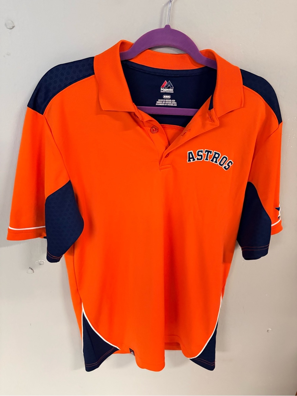 Majestic Mens Houston Astros Orange & Navy Polo Shirt